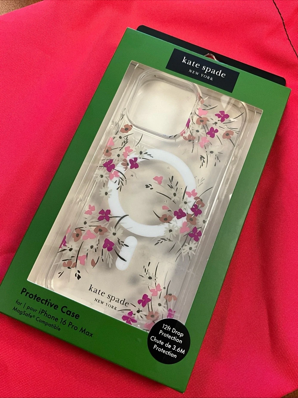 kate spade Clear Floral iPhone 16 Pro Max Case with Pink & Peach Flowers